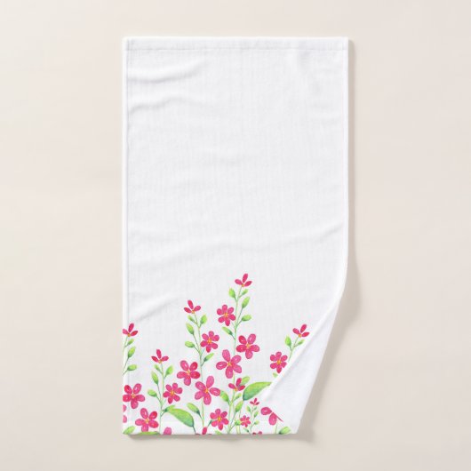 Champ de fleurs d'aquarelle rose profonde (Serviette à main)