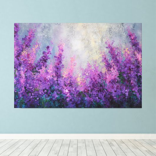 Champ de fleurs violet rose Art mural abstrait (Insitu (Plancher de Bois))