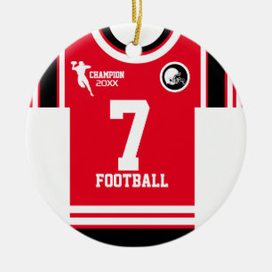 Champ de football Jersey Rouge Blanc Ornement noir