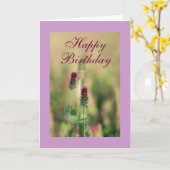Champ de la carte d'anniversaire violet (Fleur jaune)