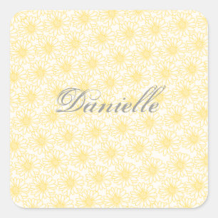 Champ de marguerites Stickers Carré, Fleurs Jaunes