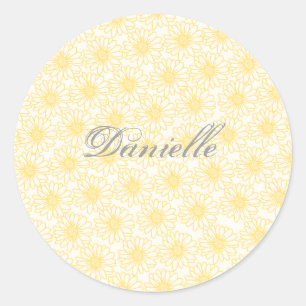 Champ de marguerites Stickers ronds, Fleurs Jaunes