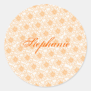 Champ de marguerites Stickers ronds, Fleurs orange