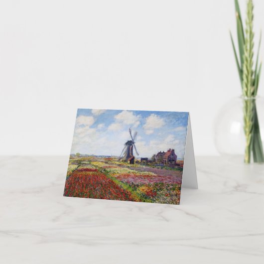 Champ de Monet des tulipes avec la carte de note (Devant)