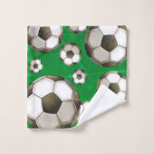 Champ de soccer vert personnalisé | Boules de foot (Gant de toilette)