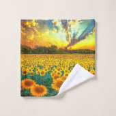Champ de tournesol Golden Sunrise (Gant de toilette)