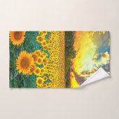 Champ de tournesol Golden Sunrise (Serviette à main)