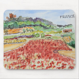 Champ des pavots dans le tapis de souris de la