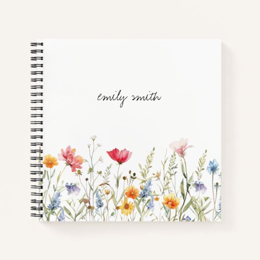 Champ Fleur sauvage aquarelle Carnet personnalisé (Devant)