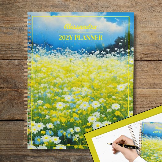 Champ Fleur sauvage bleu jaune