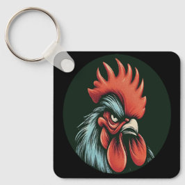 "Champ Grumpy Rooster" Double Sided Aluminum Sleutelhanger