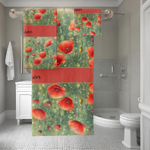 Champ lumineux de pavots rouges, personnalisable