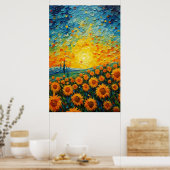 Champ plein de fleurs de soleil Poster ArtImprimer (Cuisine)