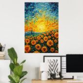 Champ plein de fleurs de soleil Poster ArtImprimer (Bureau à domicile)