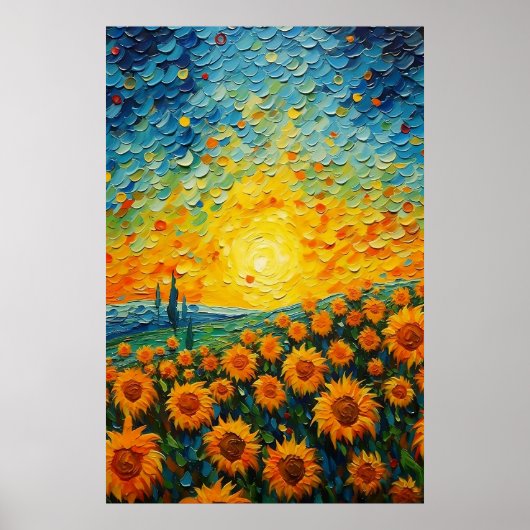Champ plein de fleurs de soleil Poster ArtImprimer (Devant)