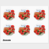 CHAMP POPPY Ajouter votre texte Sticker rond class (Feuille)