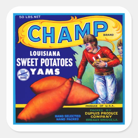 Champ Sweet-aardappelen Vierkante Sticker (Voorkant)