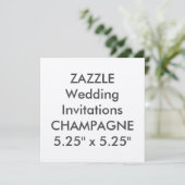 CHAMPAGNE 110 lb 5,25-inch Square Wedding Invitati Kaart (Staand voorkant)