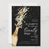 Champagne 21e anniversaire Black Gold Invitation (Devant)