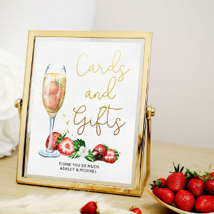 Champagne & Aardbeien Bruiloftsontbijt Tafelbord Poster