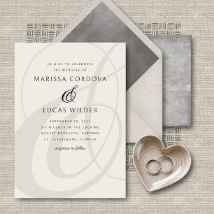 Champagne Ampersand Script QR Code Wedding Kaart