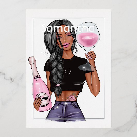 Champagne Anniversaire Foil Invitation (Recto)