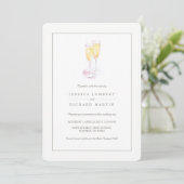 Champagne aquarelle glaces invitations de mariage (Debout devant)