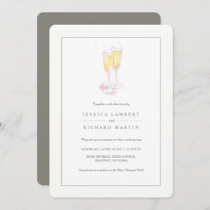 Champagne aquarelle glaces invitations de mariage