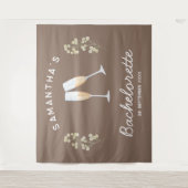 Champagne Bachelorette Party Achtergrond Boho Flor Wandkleed (Voorkant)