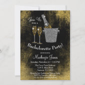 Champagne Bachelorette Party Invitation Black Gold (Devant)