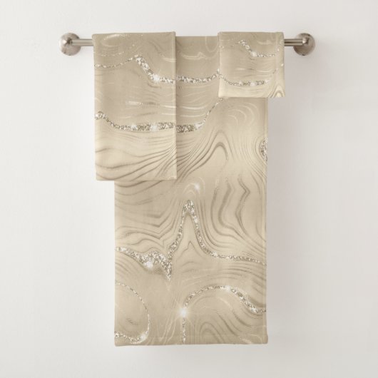 Champagne Background White en Beige Glitter Bad Handdoek (Insitu)