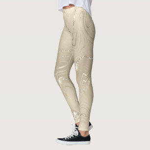 Champagne Background White en Beige Glitter Leggings