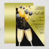 Champagne & ballonnen 40e verjaardag kaart (Voorkant / Achterkant)