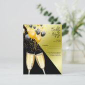 Champagne & ballonnen 40e verjaardag RSVP kaartje (Staand voorkant)