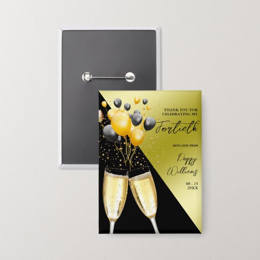 Champagne & Ballons Badge 40e Anniversaire (Recto/Verso)