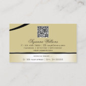 Champagne Beige Gekromde Decorlijnen Logo QR Code Visitekaartje (Achterkant)