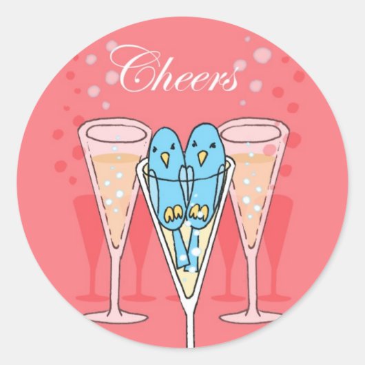 Champagne Birds Sticker (Voorkant)