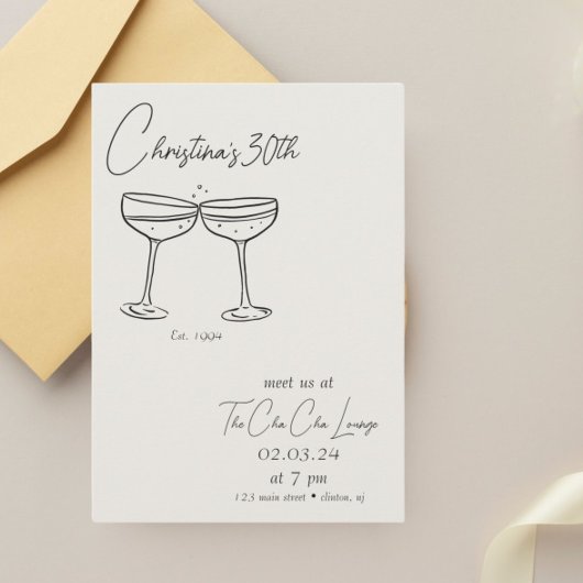 Champagne Birthday Invitation Kaart