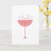 Champagne Birthday Kaart (Gele Bloem)