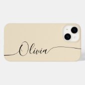 Champagne Black Elegant Calligraphy Script Name Case-Mate iPhone Case (Achterkant (horizontaal))