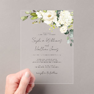 Champagne Bloemen Bruiloft Acryl Uitnodigingen
