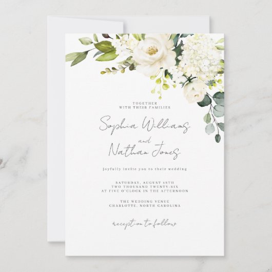 Champagne Bloemen Bruiloft  Kaart (Voorkant)