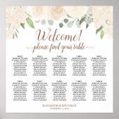 Champagne Blush Boho Rozen 10 Table Seating Chart Poster (Voorkant)