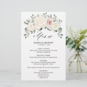 Champagne Blush Ivory Floral Greenery Menu Mariage (Debout devant)