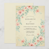 Champagne Blush Loofwerk Eucalyptus Bruiloft Kaart (Voorkant / Achterkant)