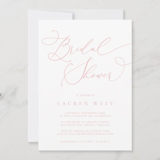 Champagne Blush Moderne Douche nuptiale Invitation (Devant)
