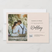 Champagne Blush PHOTO Faire-part de mariage QR Cod (Devant)