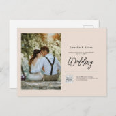 Champagne Blush PHOTO Weddenschap QR Code Briefkaart (Voorkant / Achterkant)