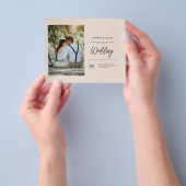 Champagne Blush PHOTO Weddenschap QR Code Flyer (Hand)
