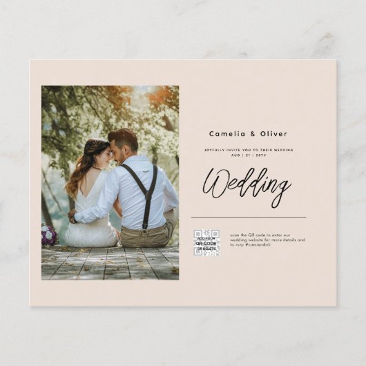Champagne Blush PHOTO Weddenschap QR Code Flyer (Voorkant)